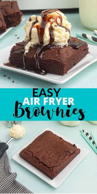 These air fryer brownies are so rich and decadent, and they are done in just minutes. Top with chocolate or nuts for the perfect dessert.