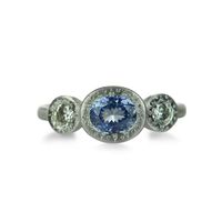 Adel Chefridi Blue Sapphire and Diamond Three Stone Ring | Quadrum Gal - Quadrum Gallery