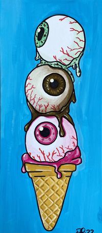 you scream eyescream we all scream for eyescream! a digital print of this gouache painting.