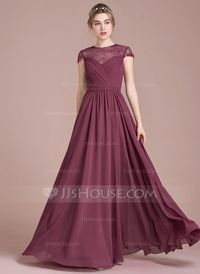 [US$ 137.00] A-Line/Princess Scoop Neck Floor-Length Chiffon Lace Bridesmaid Dress With Ruffle (007104723)