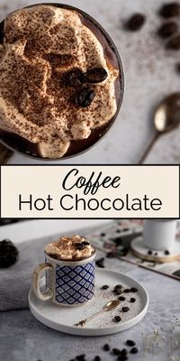 This creamy coffee hot chocolate is made with real chocolate and instant coffee. Then topped with a delicious homemade coffee whipped cream. Caffeinated hot chocolate is the perfect drink to start off your day!