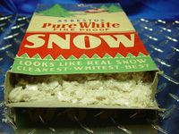 Vintage box of asbestos "snow" decoration.