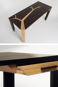 Wooden writing desk with drawers ANGKOR by Studio Olivier Dollé