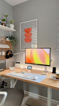 clean and bright pear workspace