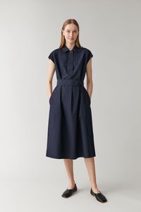 BELTED COTTON SHIRT DRESS - navy - Dresses - COS PL