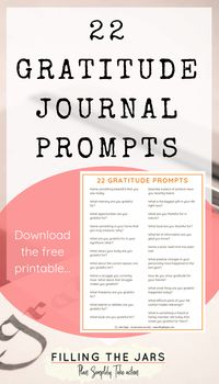 Printable gratitude journal prompts to help you begin a daily gratitude habit. Want to have a happier life? Try these grateful writing prompts to spark your positivity and creativity every day. Click through to get the free printable gratitude prompts.