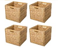 Trademark Innovations Foldable Hyacinth Storage Baskets with Iron Wire Frame (Set of 4)