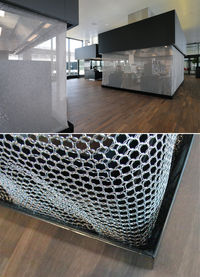 Universal ring mesh night closure system designed for areas with direct customer interaction. The ring mesh complies with stringent safety standards in building protection. Its design allows it to navigate corners seamlessly, without joints or additional supports.
@alphamesh 
#architonic #metalmesh #curtainideas #interior #interiordesign #interiorarchitecture #architecture #interiorideas #fabrics #draperyfabrics #mesh #meshes
