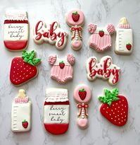 Berry sweet baby shower #babyshowerthemes #berrysweetbabyshowertheme #sugarcookiesdecorating #sugarcookies #cookies