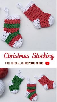 Learn how to make these adorable little crochet stockings with this free crochet pattern. These would make a cute crochet ornament or Christmas garland! The Crochet X'mas mini stockings can be crocheted with any yarn or thread. The size will depend on the yarn and hook used. These are super simple and quick to whip up and are a great use for small scraps of yarn. Even beginners in crochet can try this very easy Crochet Christmas decorat