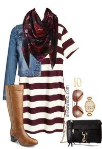 Plus Size Fall Striped Dress Outfit - Plus Size Fashion for Women - alexawebb.com #alexawebb