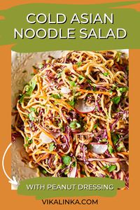 This cold Asian noodle salad with peanut dressing is the perfect make-ahead dish for picnics, barbecues, or meal prep! Loaded with crisp red cabbage, julienned carrots, and radishes, it’s tossed in a creamy, spicy peanut dressing for bold flavor in every bite. Light yet satisfying, this salad is served cold and gets even better as it sits in the fridge. Quick to make, full of crunch, and bursting with fresh Asian-inspired flavors!