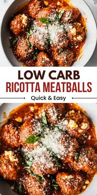 Craving something creamy and indulgent but low carb? My low carb ricotta meatballs are soft, cheesy, and perfect for a healthy Italian-inspired meal. Save this pin for a quick and delicious low carb recipe!