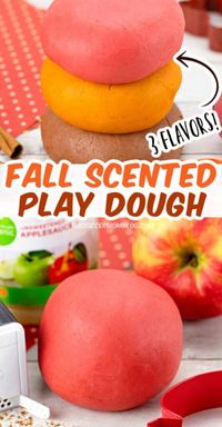 These super soft fall playdough recipes smell like your favorite things about the season: Apple, pumpkin, and cinnamon scented play dough!