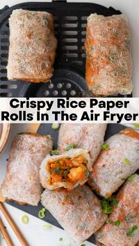 These air fryer rice paper rolls filled with prawns, basil, and carrot, are always a favourite! Super quick & easy to prepare.