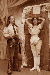 Knife thrower Signor Arcaris & sister Miss Rose Arcaris. Ca.1900.