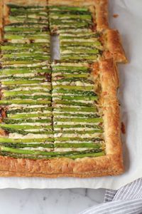 This elegant Asparagus Gruyere Tart needs only a few ingredients to make a statement. Serve as an appetizer or a side.