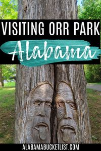 If you're looking for a fall family-friendly activity, visit Orr Park just south of Birmingham, Alabama for these tree faces. Perfect for Halloween! Orr Park | Alabama Bucket List | Alabama | Visit Alabama | Travel Alabama | Explore Alabama | Visit Birmingham | Birmingham Alabama | Fall | Autumn | Halloween | Fall Fun | Family Fun | Family Travel | Travel With Kids | Fun With Kids | Travel | Parks | Trees | Tree Carvings | Tree Faces | City Parks | Public Parks | #orrpark #birmingham #alabama