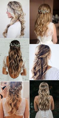 stylish half up and half down wedding hairstyle for Gentle Brides