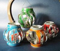 Soda can lanterns. Cute.