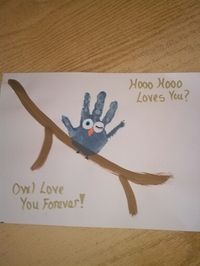 Toddler craft. Handprint owl.