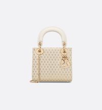 Mini Dior Or Lady Dior Bag Gold-Tone Diamond Jacquard with Metallic Thread | DIOR