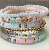 Custom Mama Family Love Heishi Stack Bracelets/ Mother's Day Gift/pastel Beaded Heishi / Womens Bracelets / Childrens Bracelets / Word Beads - Etsy