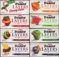 We have Trident Layer Gums In The Following Flavors: * Cherry / Lime * Grape / Lemonade * Passionberry Twist * Peach / Mango * Pineapple / Green Apple * Strawberry / Lime * Strawberry / Citrus * Watermelon / Tropical Fruit * Watermelon Twist THESE ITEMS ARE NO LONGER AVAILABLE.