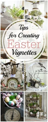 Tips for Creating an Easter Vignette including 18 different examples of spring and easter decorations | http://awonderfulthought.com