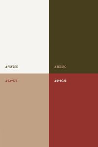 Beige, off white, red and green color palette