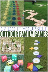 Fun summer outdoor game ideas that are perfect for a party, BBQ, family reunion, summer camp - any thing at all! All of these DIY outdoor games are easy to make at home - some with items you already have on hand! #outdoor #games #familyreunion #family #kids