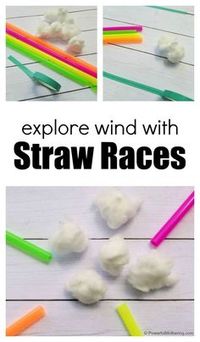 Have fun exploring the concept of wind by having straw races with the kids