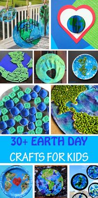 Earth Day crafts for kids. Use paper plates, tissue paper, egg cartons, yarn, coffee filters, pasta, straws and more to create suncatchers, keepsake, luminary and other easy crafts for toddlers, preschoolers and older kids. #EarthDay #EarthDayCrafts