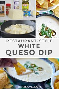 If your family can't get enough of this popular restaurant style cheese dip, try making this easy White Queso Dip at home! This versatile recipe can be adjusted to your preferred heat level and can even be used as a sauce to pair with your favorite Mexican dish. #mexican #whitequeso #dip #appetizer #recipe