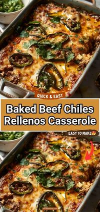 A surefire potluck hit, this spicy beef and poblano pepper casserole is a healthier, baked version of Mexican chiles rellenos!