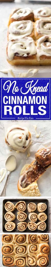 Magic No Knead Cinnamon Rolls - soft and fluffy with a cream cheese glaze! recipetineats.com