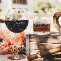 Personalized His and Hers Set Wine & Whiskey Glasses - Etsy