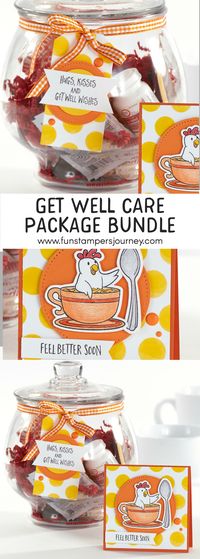 Get Well Care Package Bundle | gift ideas for get well soon | Fun Stampers Journey and Certified Celebrator bring a video tutorial to create a cute chicken soup themed gift thats easy to put together