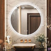 Wrought Studio™ Heta Round LED Bathroom Vanity Mirrors with Anti-Fog, Dimmable Lights, and Shatterproof & Reviews | Wayfair