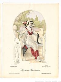 From Élégances féminines. Revue mensuelle de la grande couture parisienne 1912. Dress by ?