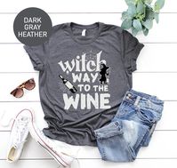 This Witch Way to the Wine Halloween shirt is the perfect Halloween party gift for women! All of our shirts are made with the highest quality materials and are super soft and cozy!💚