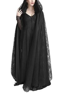 Black Hooded Hollow Womens Gothic Cloak Cape Long Coat – LolitaInside