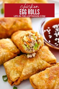 Crispy Chicken Egg Rolls with a homemade sweet and sour sauce.