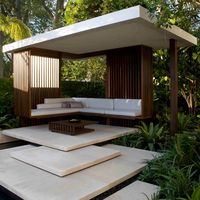 Stone steps which lead to this modern #gazebo set within this rainforest garden. Take a book and relax! #sydney