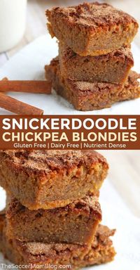 These delicious and healthy Snickerdoodle Chickpea Blondies taste so darn good! Rich and chewy with tons of sweet, spicy cinnamon - gluten and dairy free!