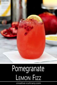 This Pomegranate Lemon Fizz Cocktail is an easy and delicious holiday recipe; pomegranate and lemon are combined for a cocktail with some pucker!