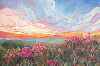 North Carolina Art Print, Sunset and Rhododendron View– Gather Goods Co.