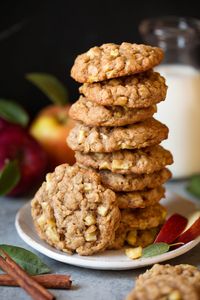 Apple Cinnamon Oatmeal Cookes - A delicious, soft cake-like cookie filled with oats, loaded with tiny chunks of apples and swirled with plenty of cinnamon. The perfect cookie to make on fall weekends!

