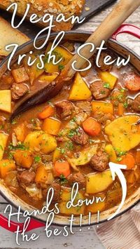 Incredible Vegan Irish Stew made with vegan friendly Guinness for rich, deep flavour!