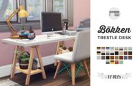 Bökken Trestle Desk | Study | Home Office | by mlyssimblr via tumblr | Sims 4 | TS4 I Maxis Match | MM | CC | Must-Have-Pin by sueladysims